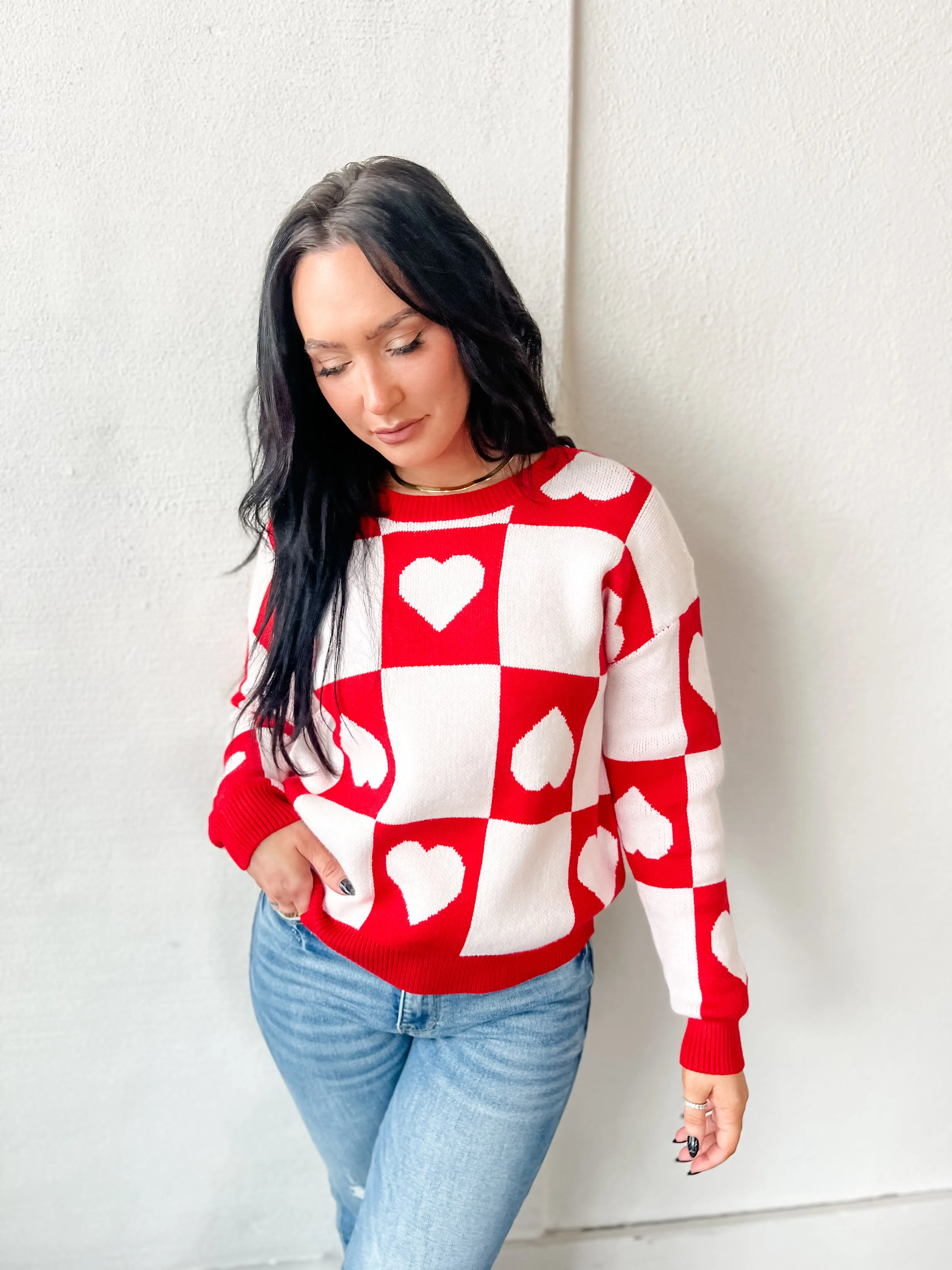 Love's Pattern Checkered Sweater