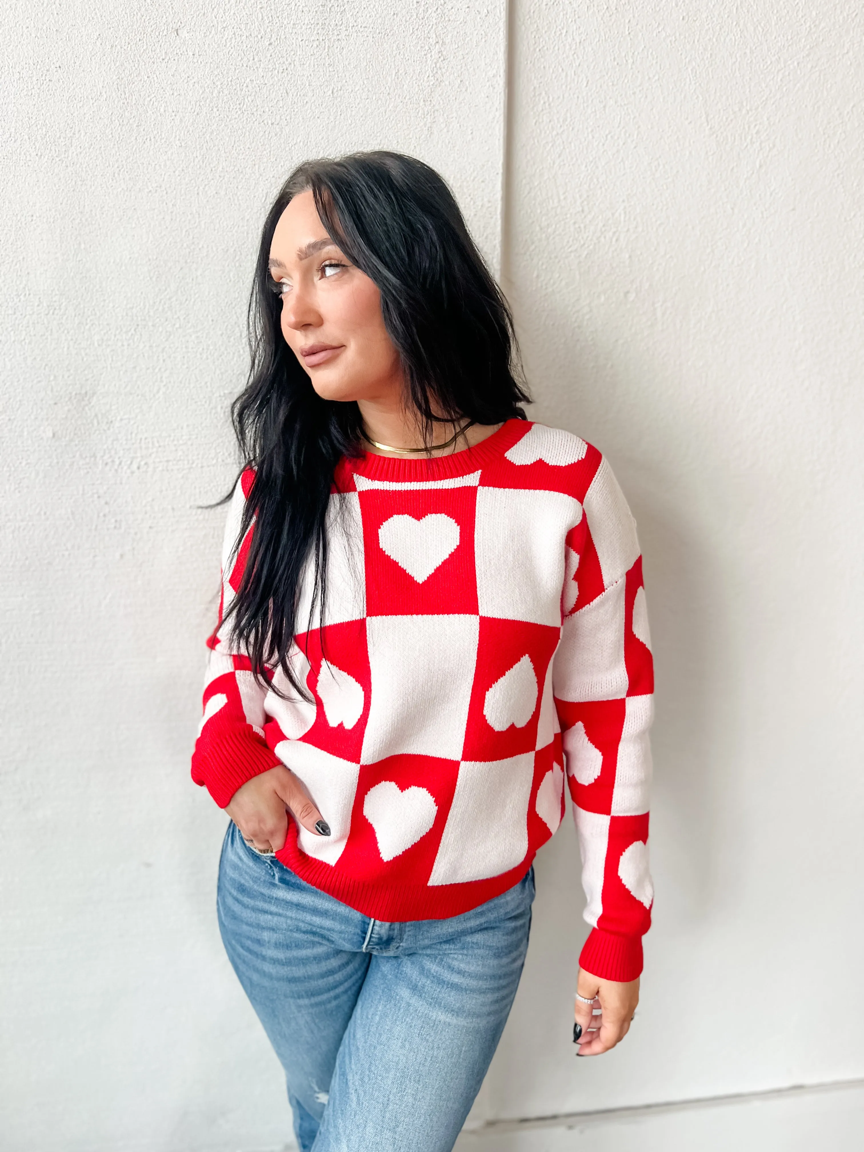 Love's Pattern Checkered Sweater