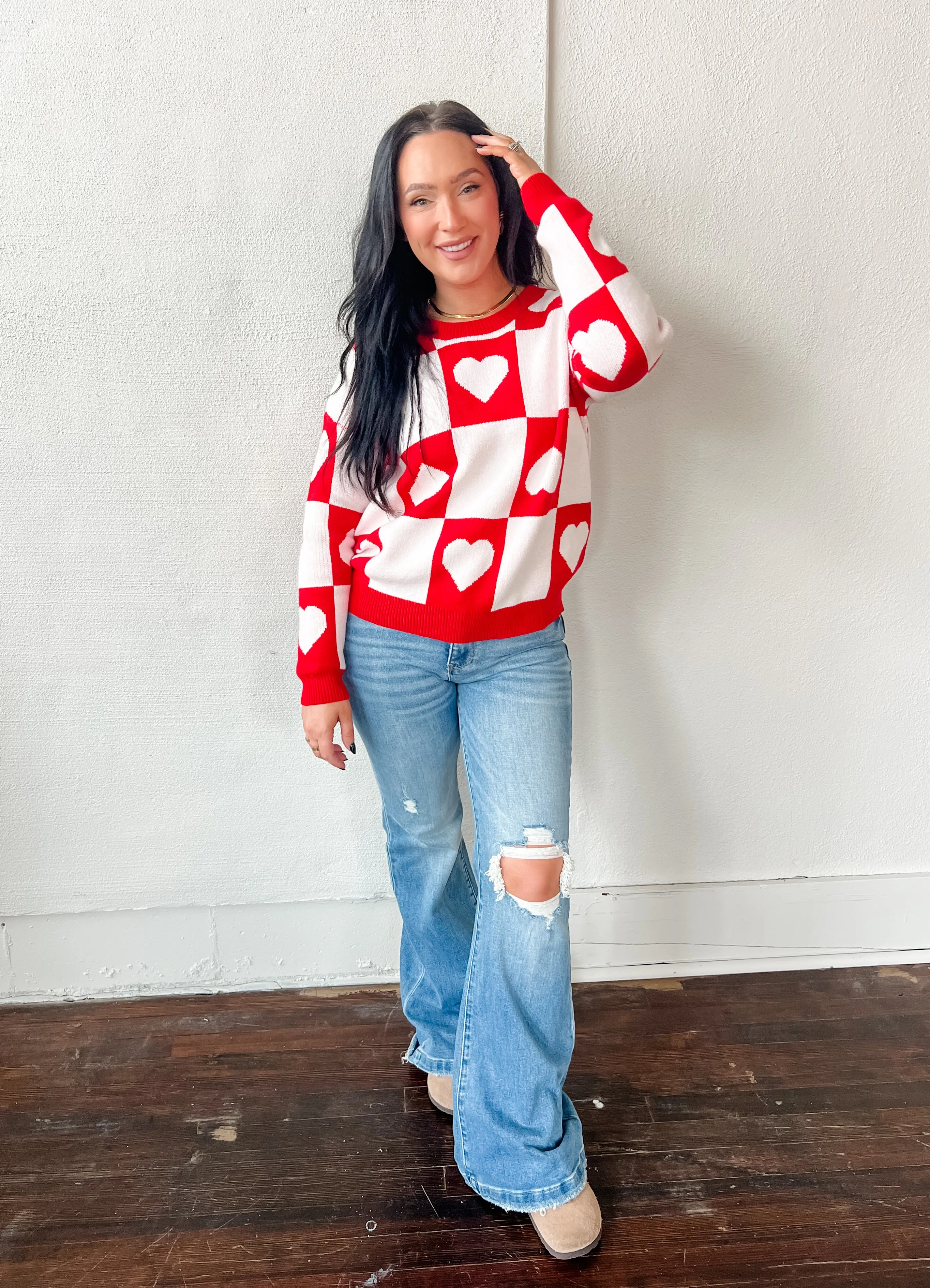 Love's Pattern Checkered Sweater
