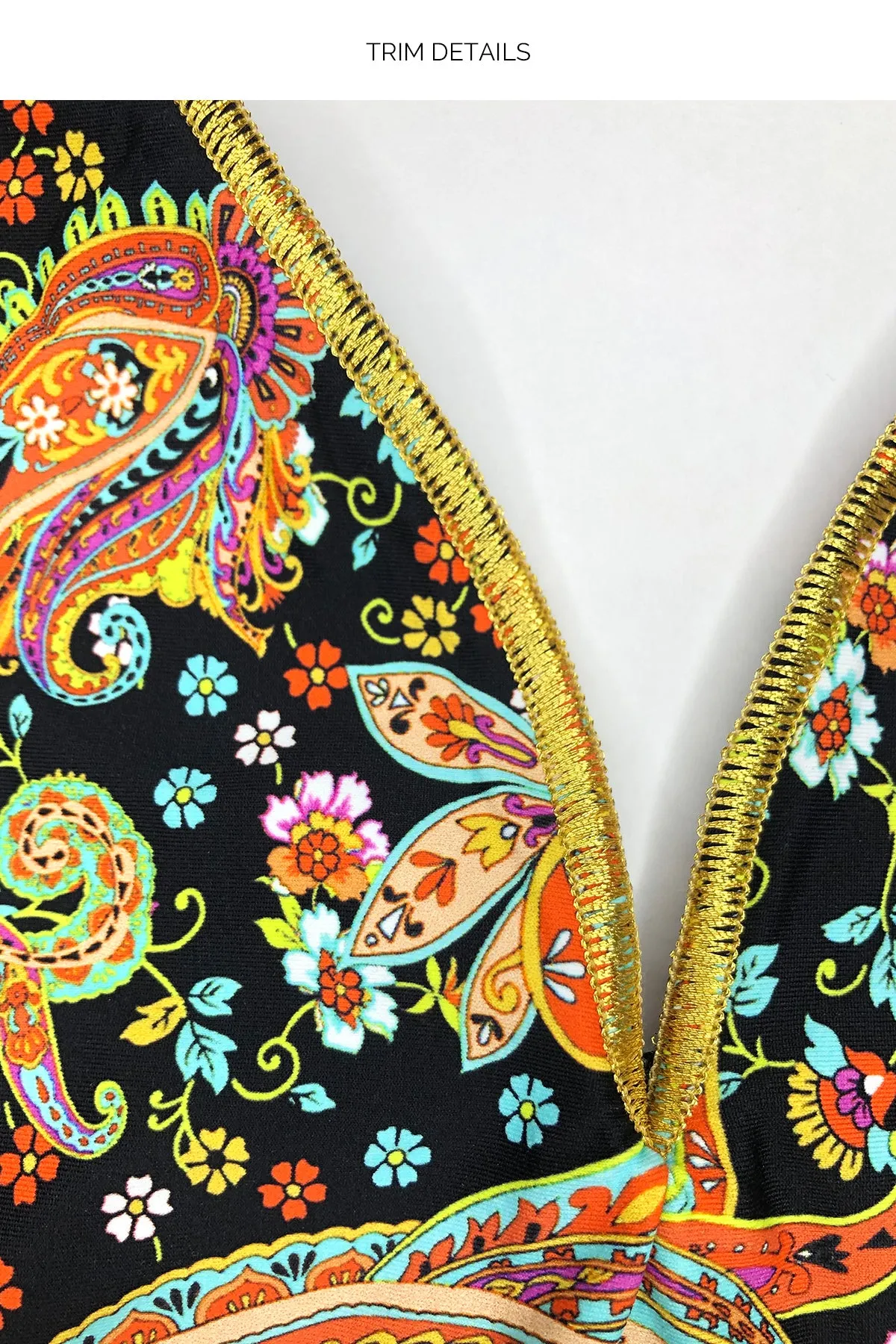 LULI GYPSY - Triangle Top & Wavy Ruched Back Tie Side Bottom • Multicolor