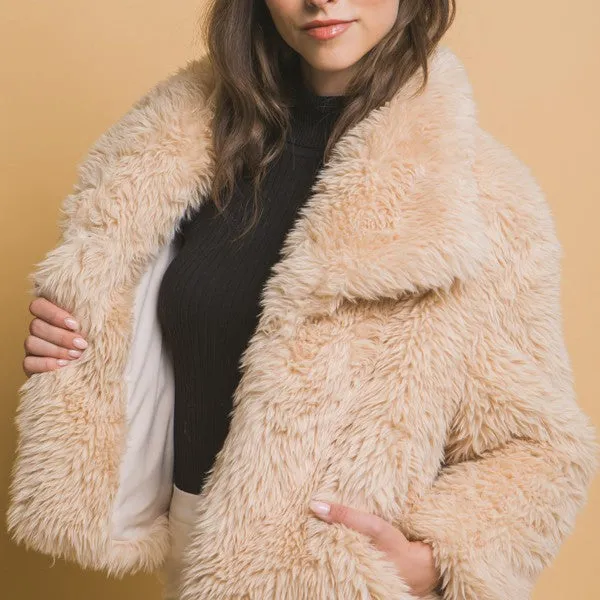 Luxe Faux Fur Coat With Pockets