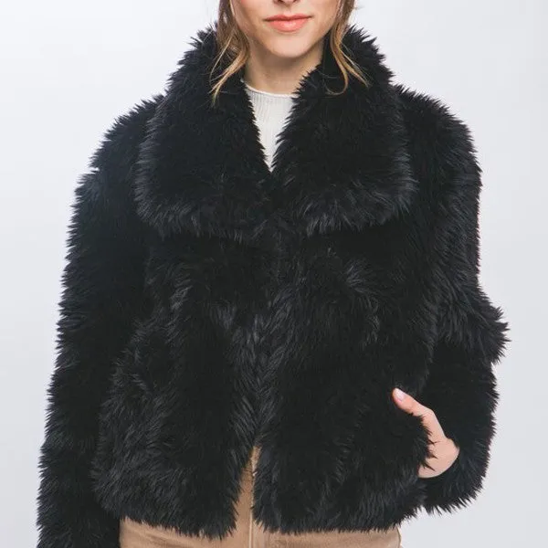 Luxe Faux Fur Coat With Pockets