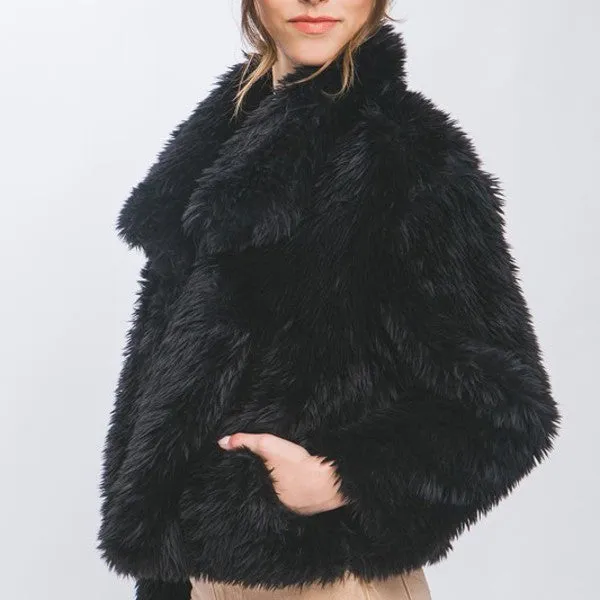 Luxe Faux Fur Coat With Pockets