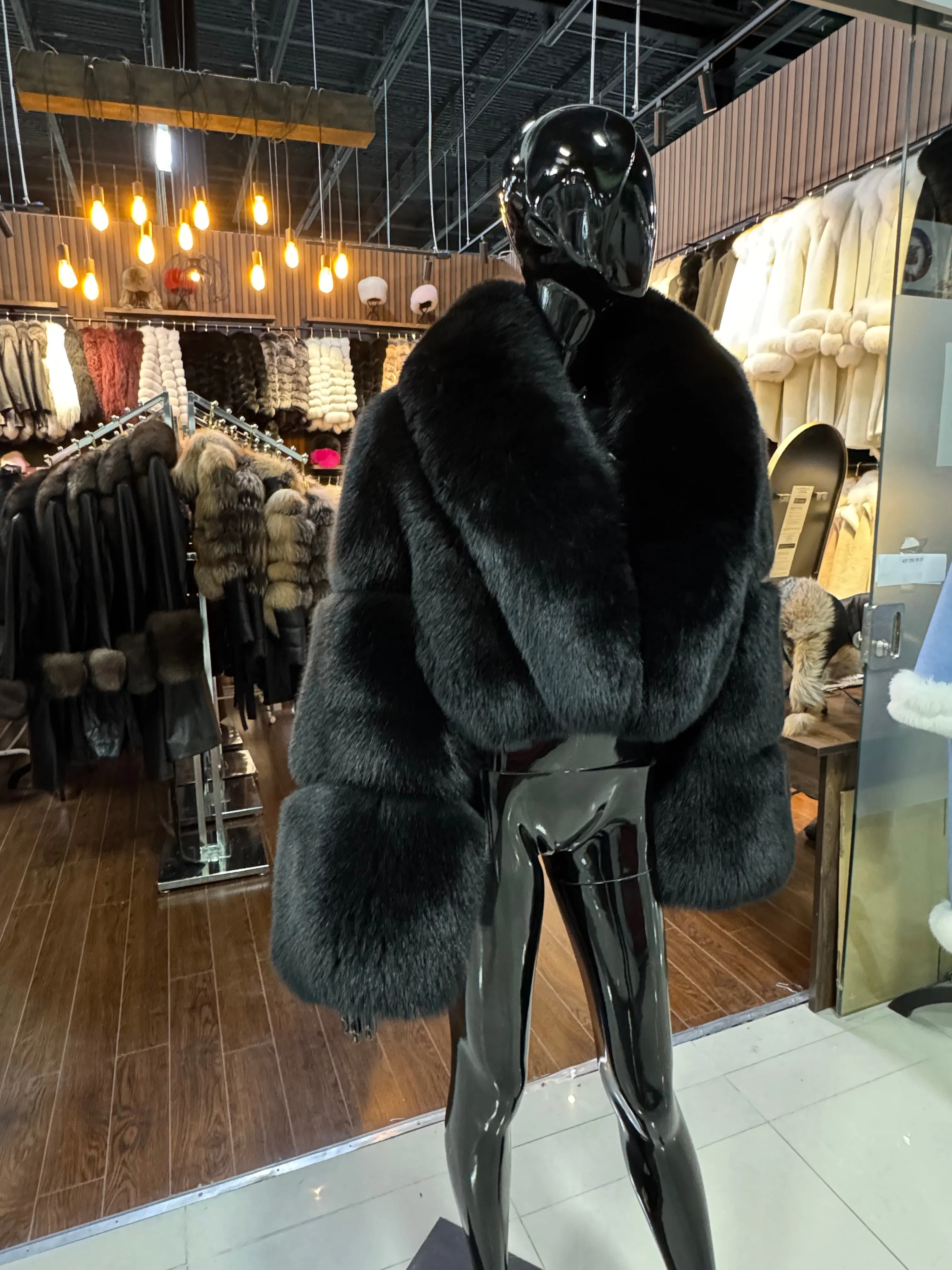 Luxury Black Fox Fur Jacket