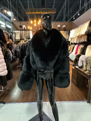 Luxury Black Fox Fur Jacket