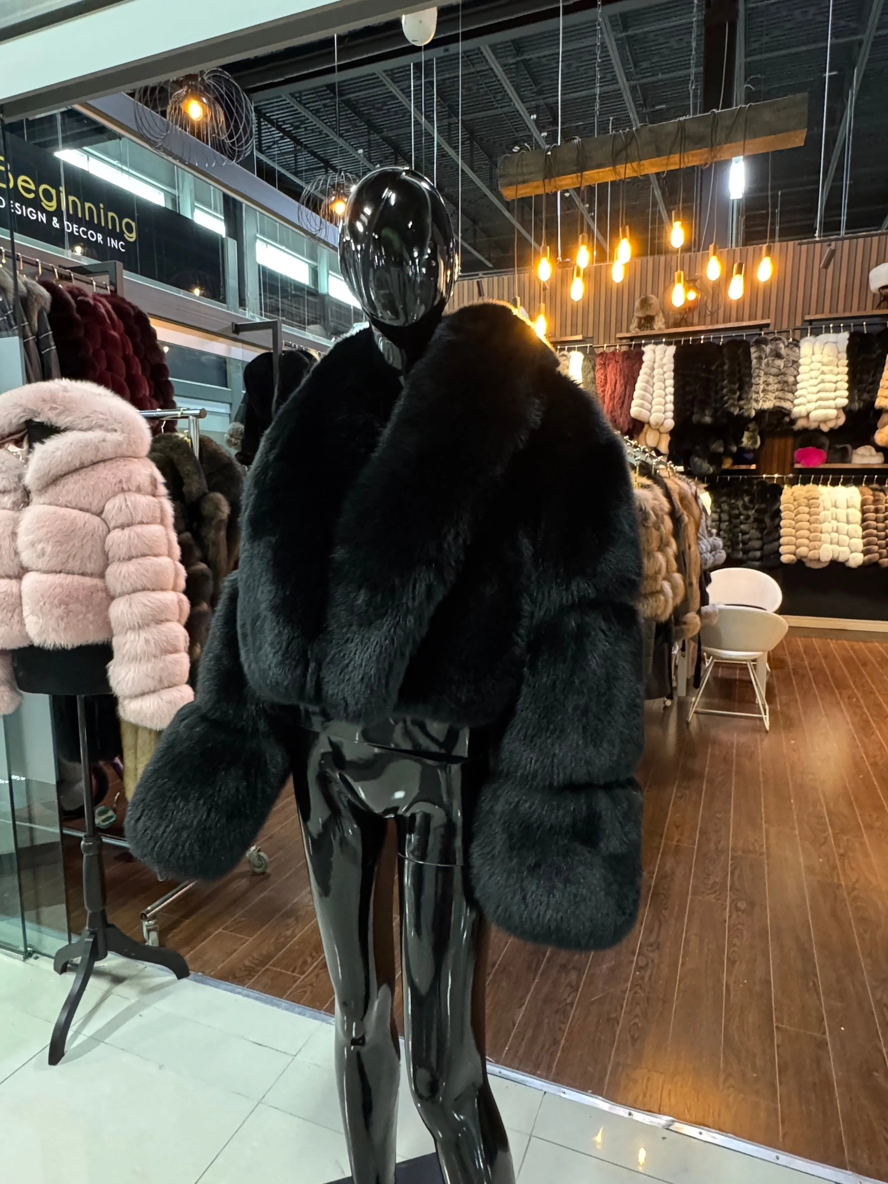 Luxury Black Fox Fur Jacket