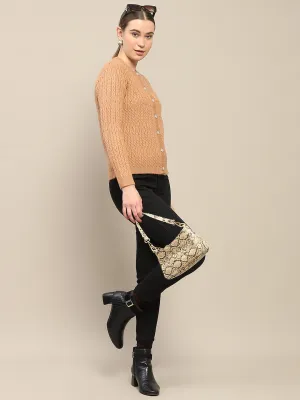 Madame Cable Knit Round Neck Rosewood Cardigan