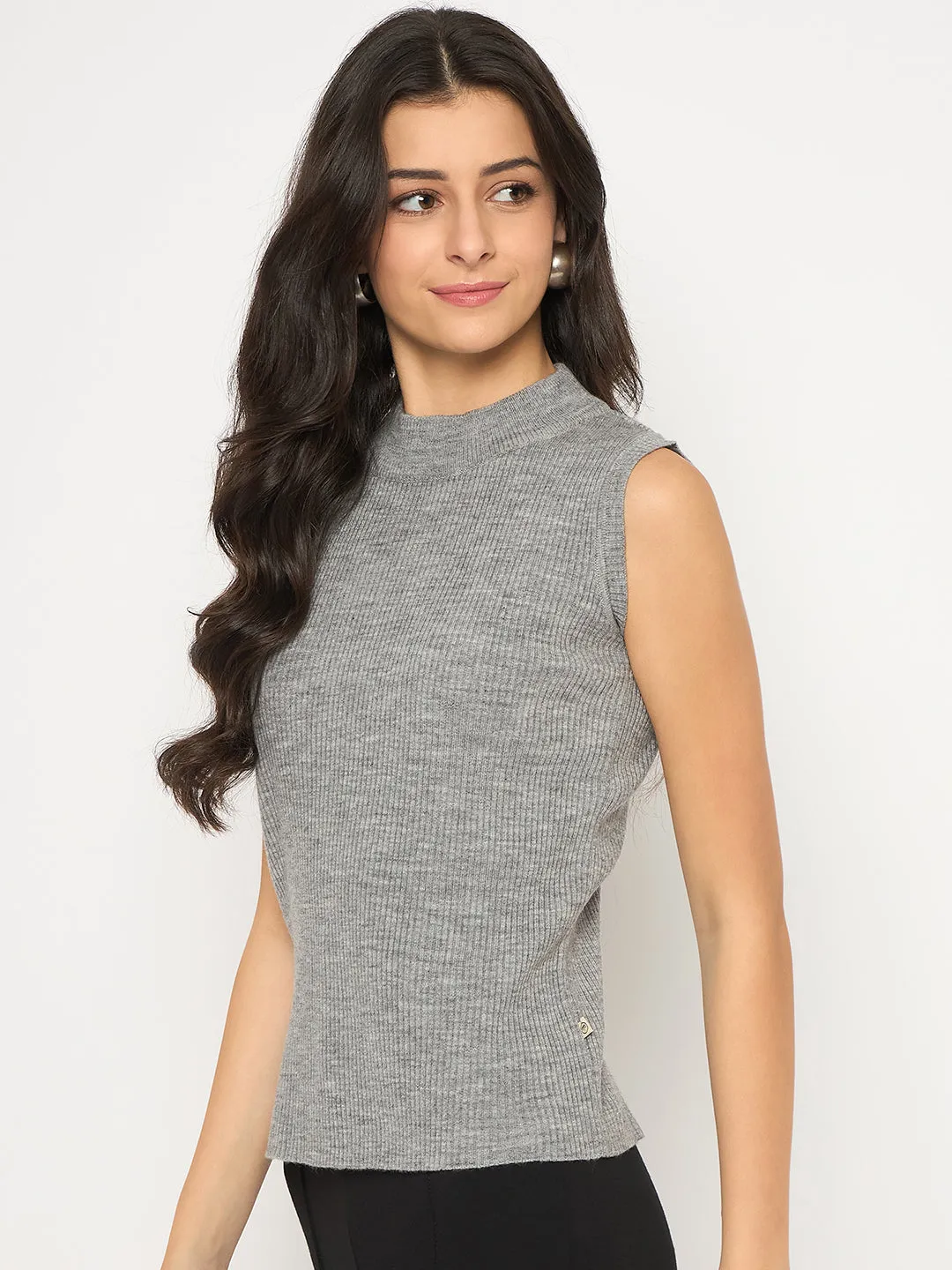 Madame Mock Neck Sleeveless Light Grey Skeeve