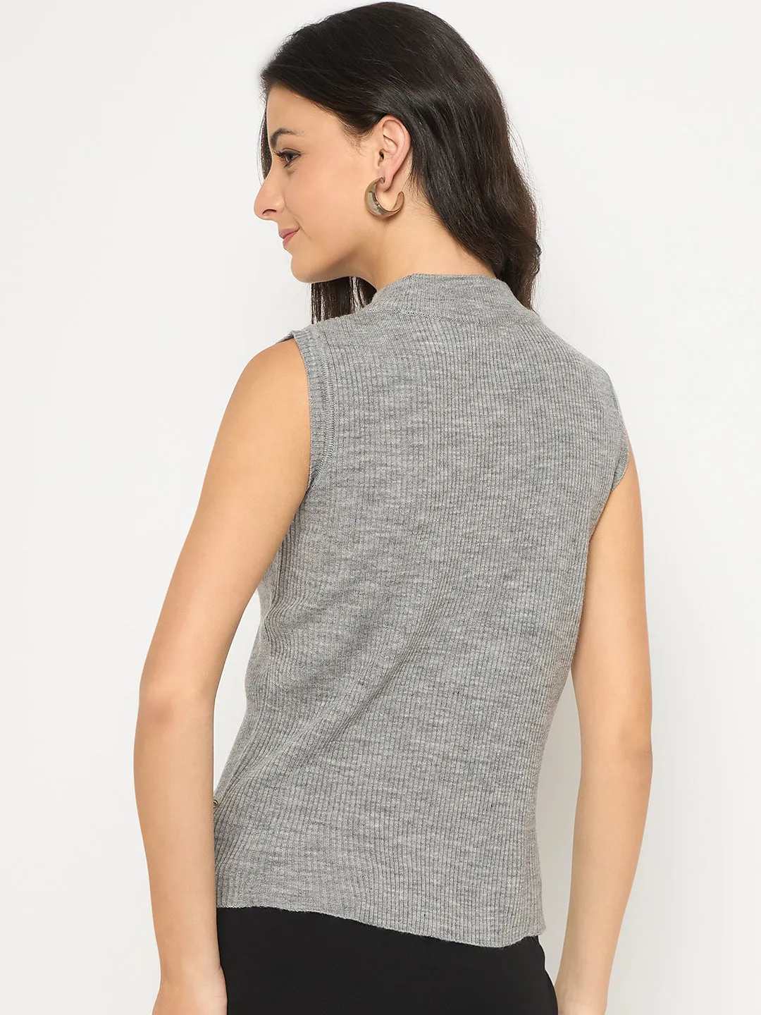 Madame Mock Neck Sleeveless Light Grey Skeeve