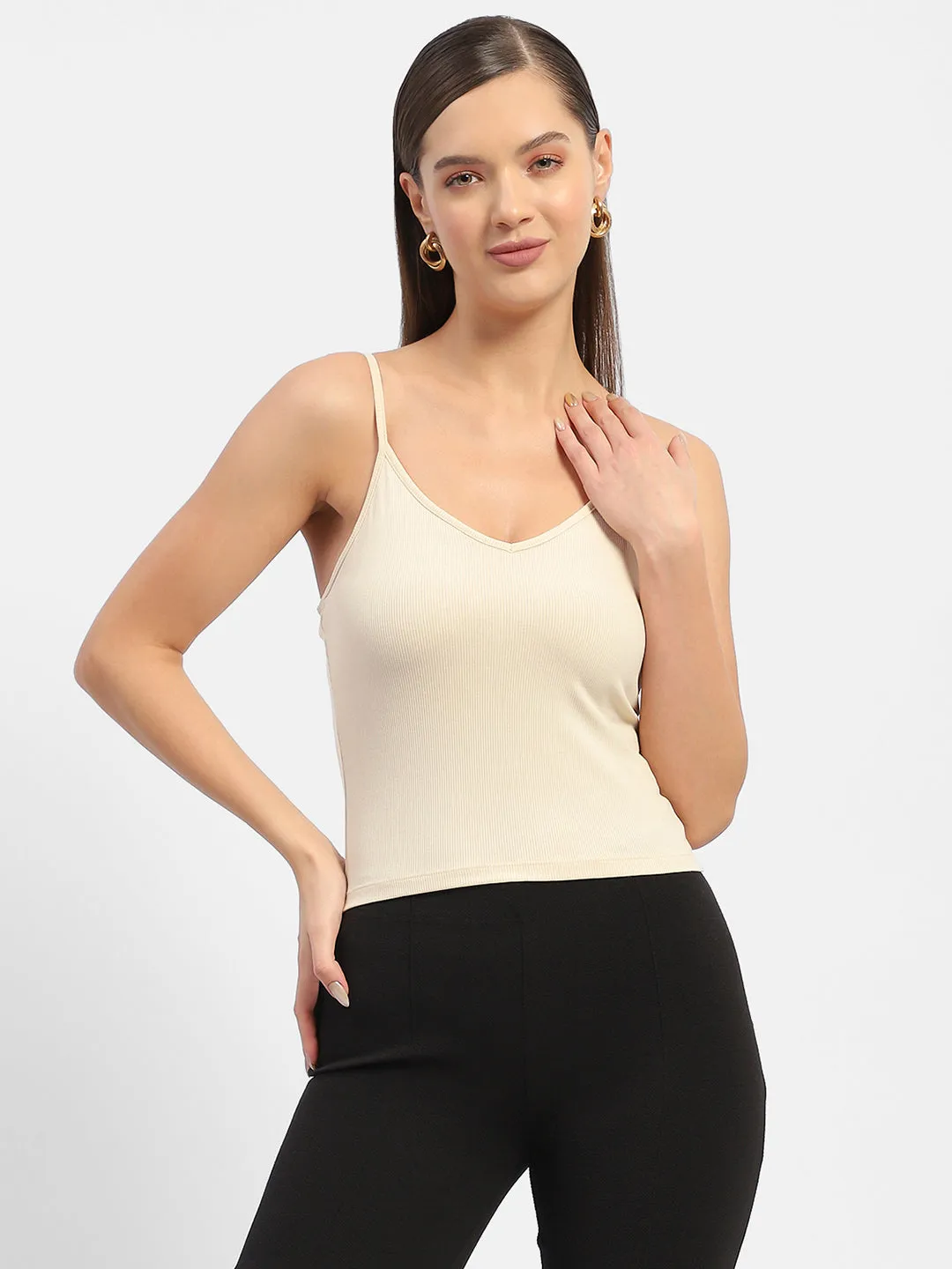 Madame Solid Cream Tank Top