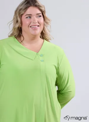 Magna Comfy Knopen Flap Tunic Limoen Groen