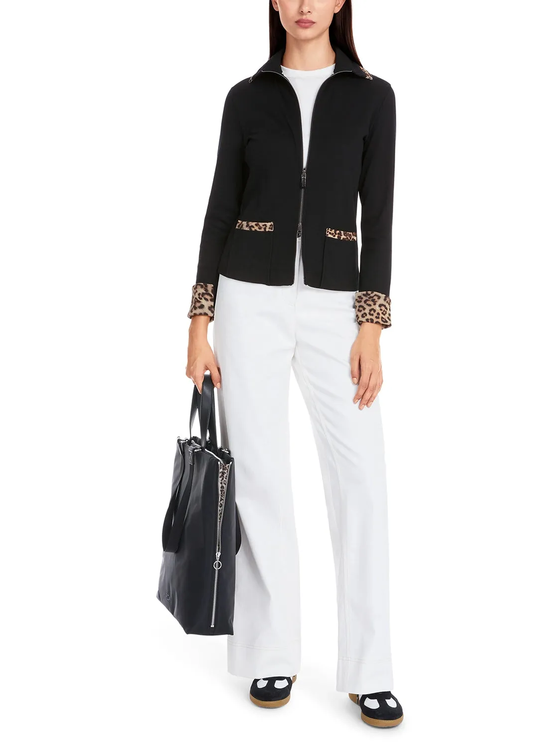 Marc Cain Zip jacket in cotton rib YS 31.12 J20 - Pre-Order May Delivery