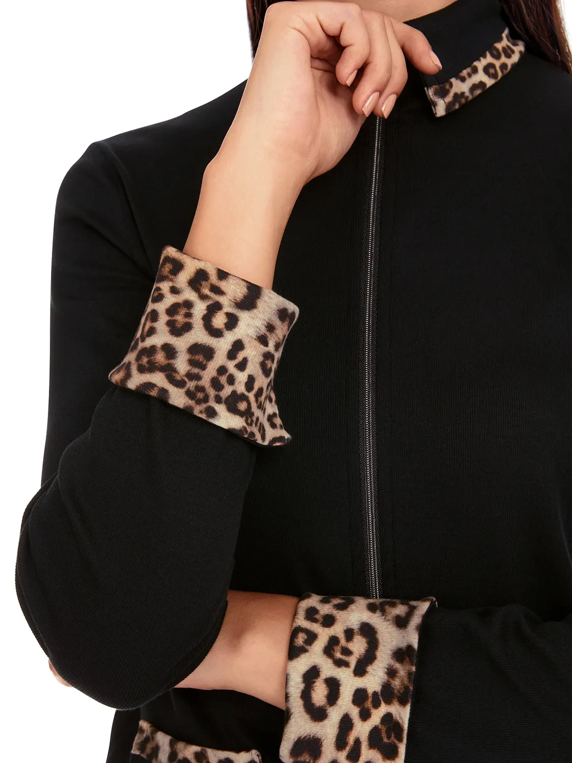 Marc Cain Zip jacket in cotton rib YS 31.12 J20 - Pre-Order May Delivery