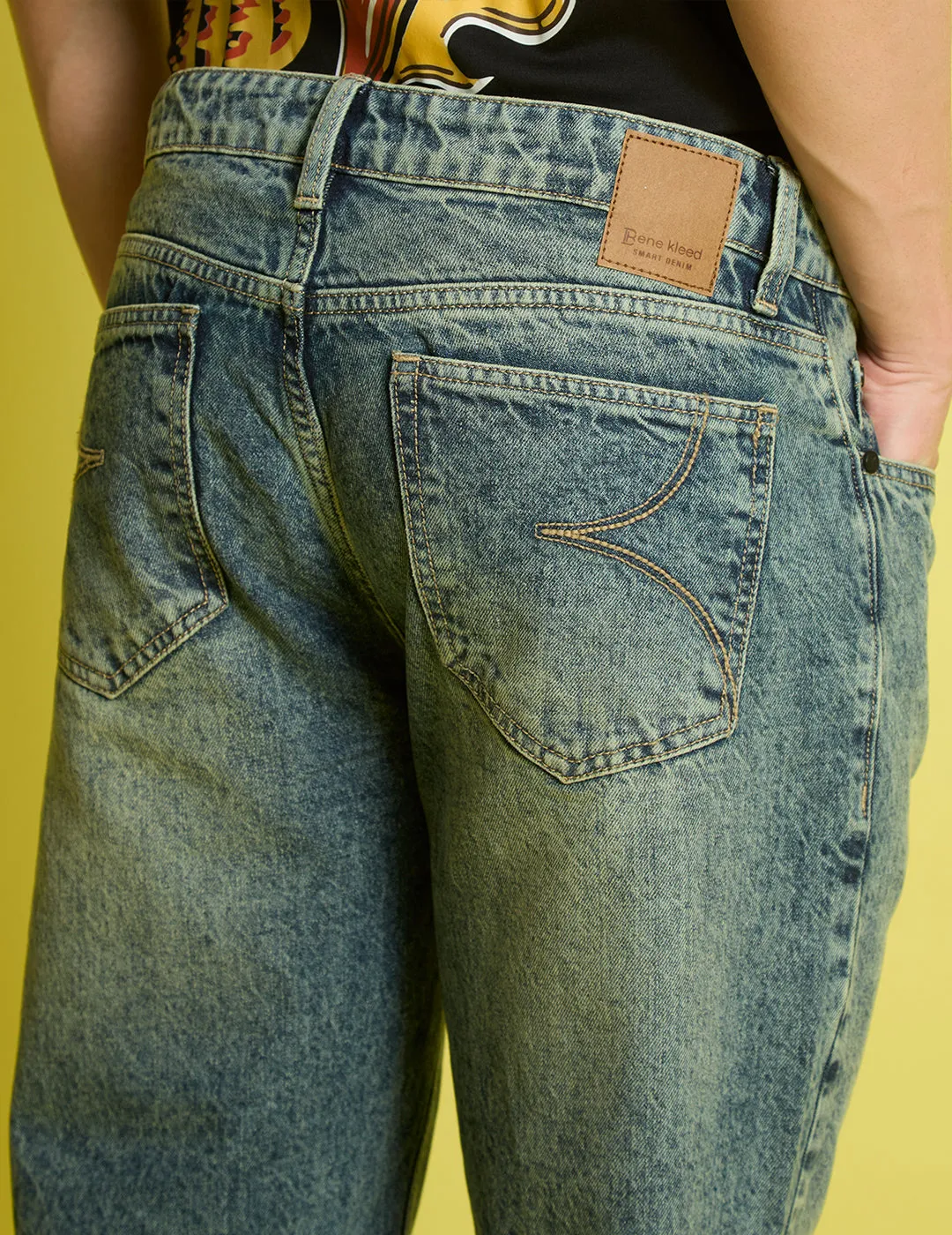 Men Blue-Green Relaxed Fit Solid Jeans
