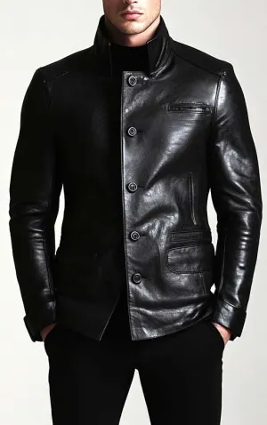 Men Stylish Biker Leather Jacket - Black Leather Jacket