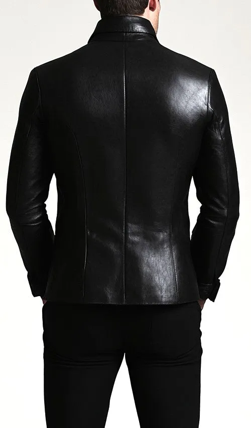 Men Stylish Biker Leather Jacket - Black Leather Jacket