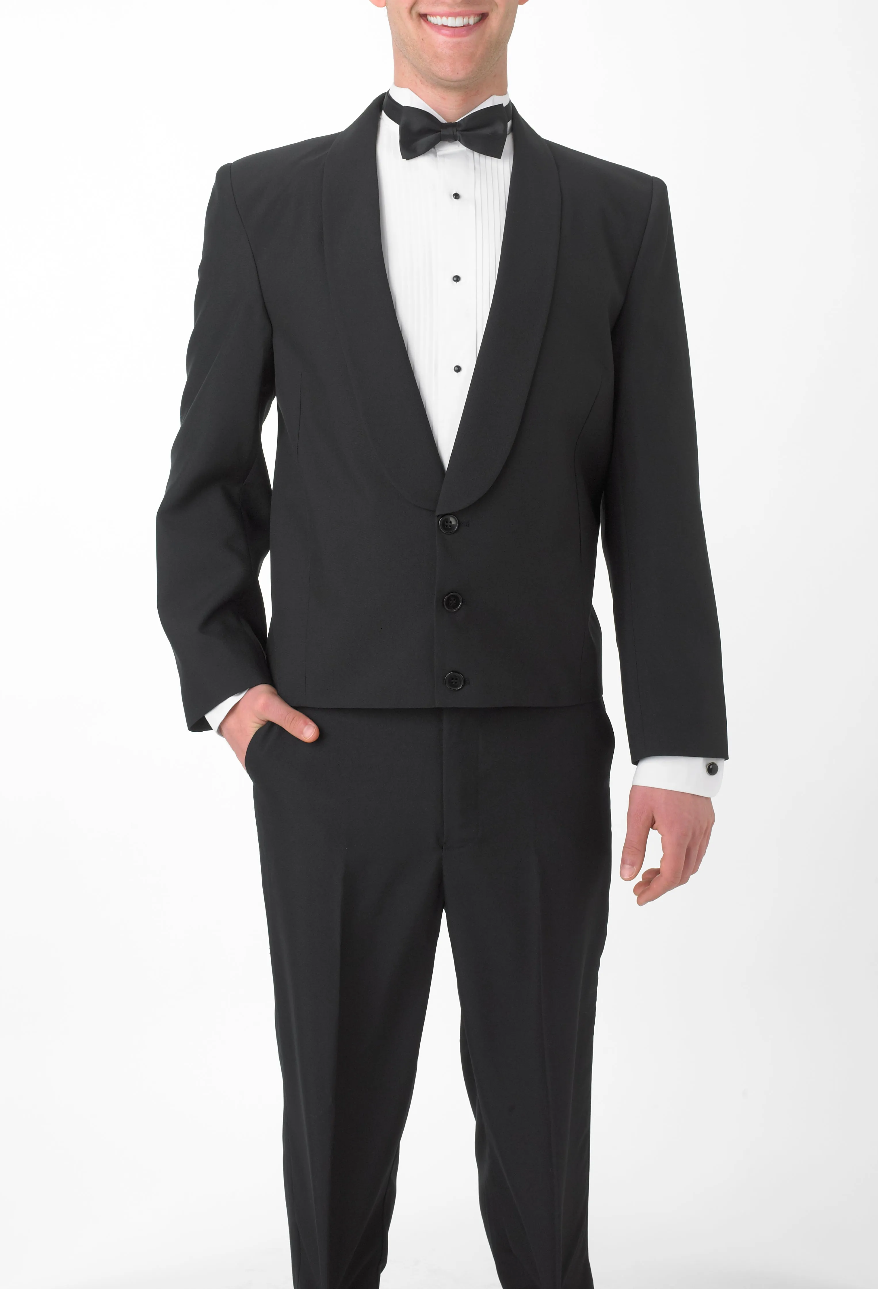Men's Black Eton Jacket with Black Matte Shawl Lapel