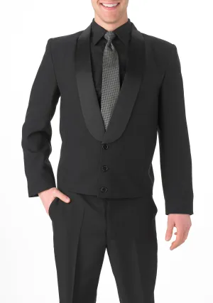 Men's Black Eton Jacket with Black Satin Shawl Lapel