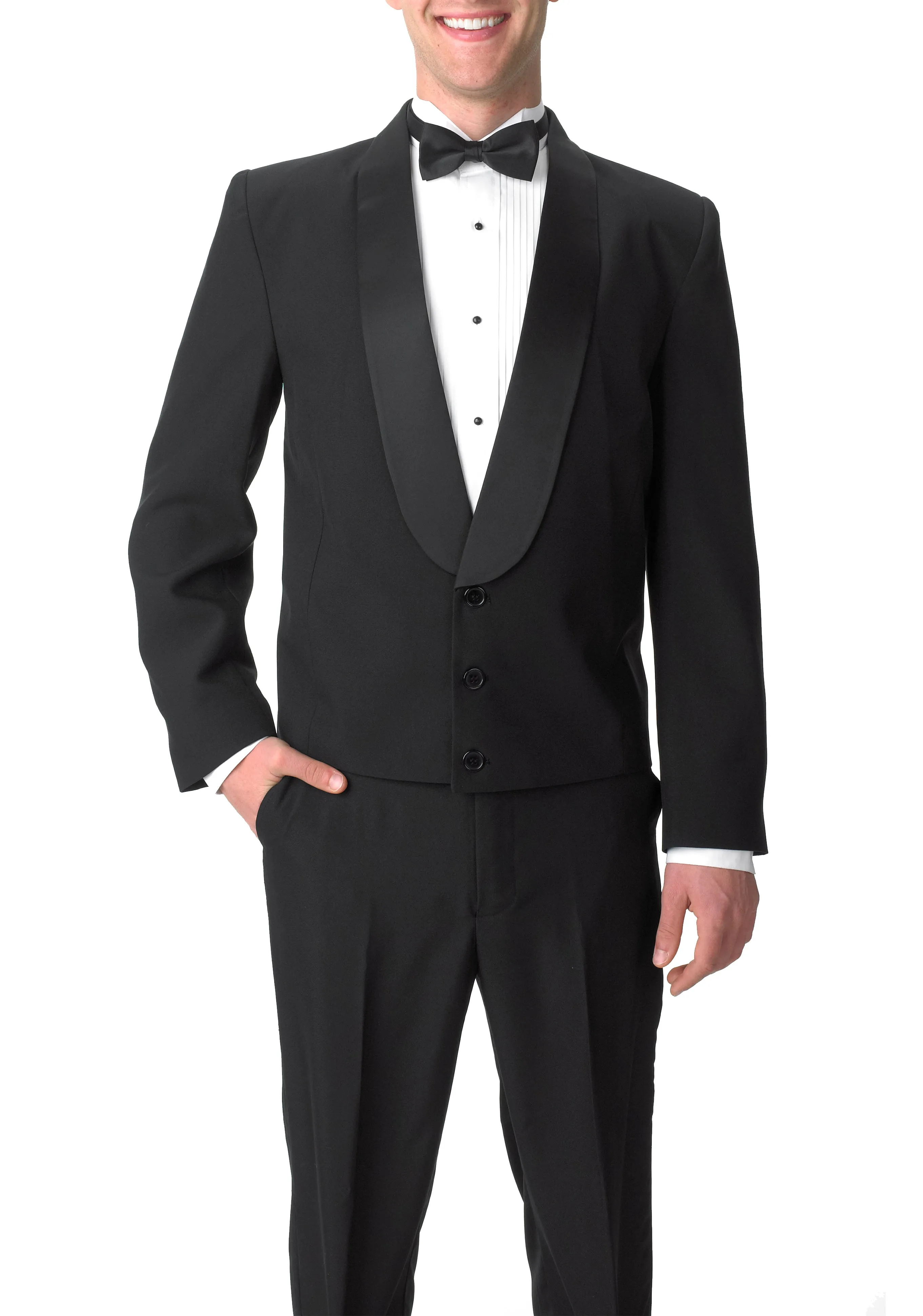 Men's Black Eton Jacket with Black Satin Shawl Lapel