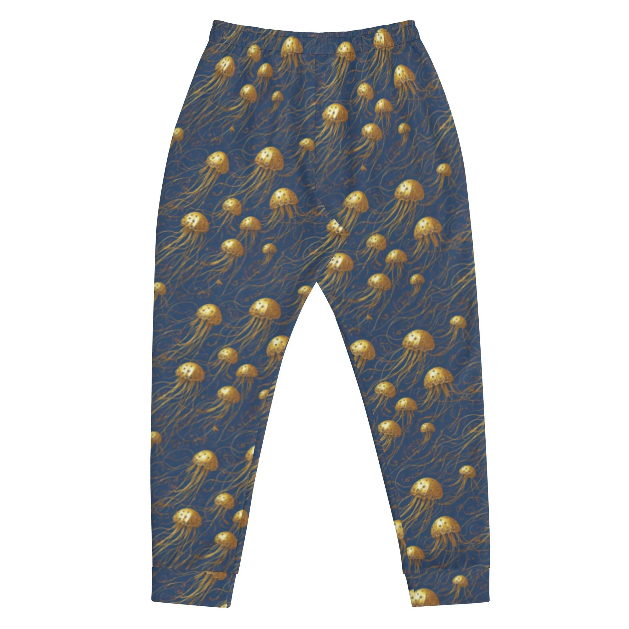Men's Comfortable Joggers - Blue and Gold Jellyfishes