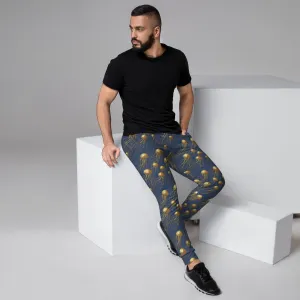 Men's Comfortable Joggers - Blue and Gold Jellyfishes
