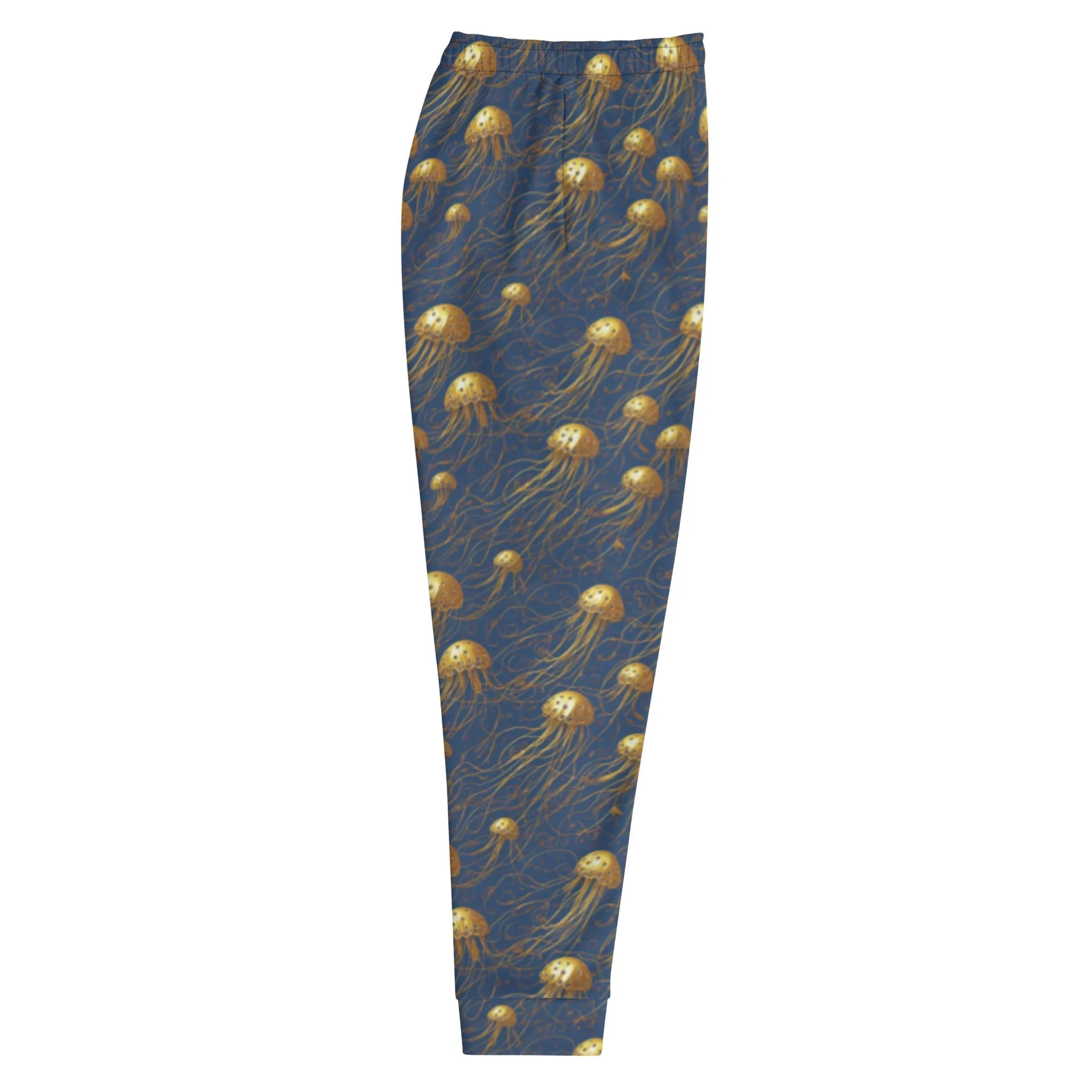 Men's Comfortable Joggers - Blue and Gold Jellyfishes