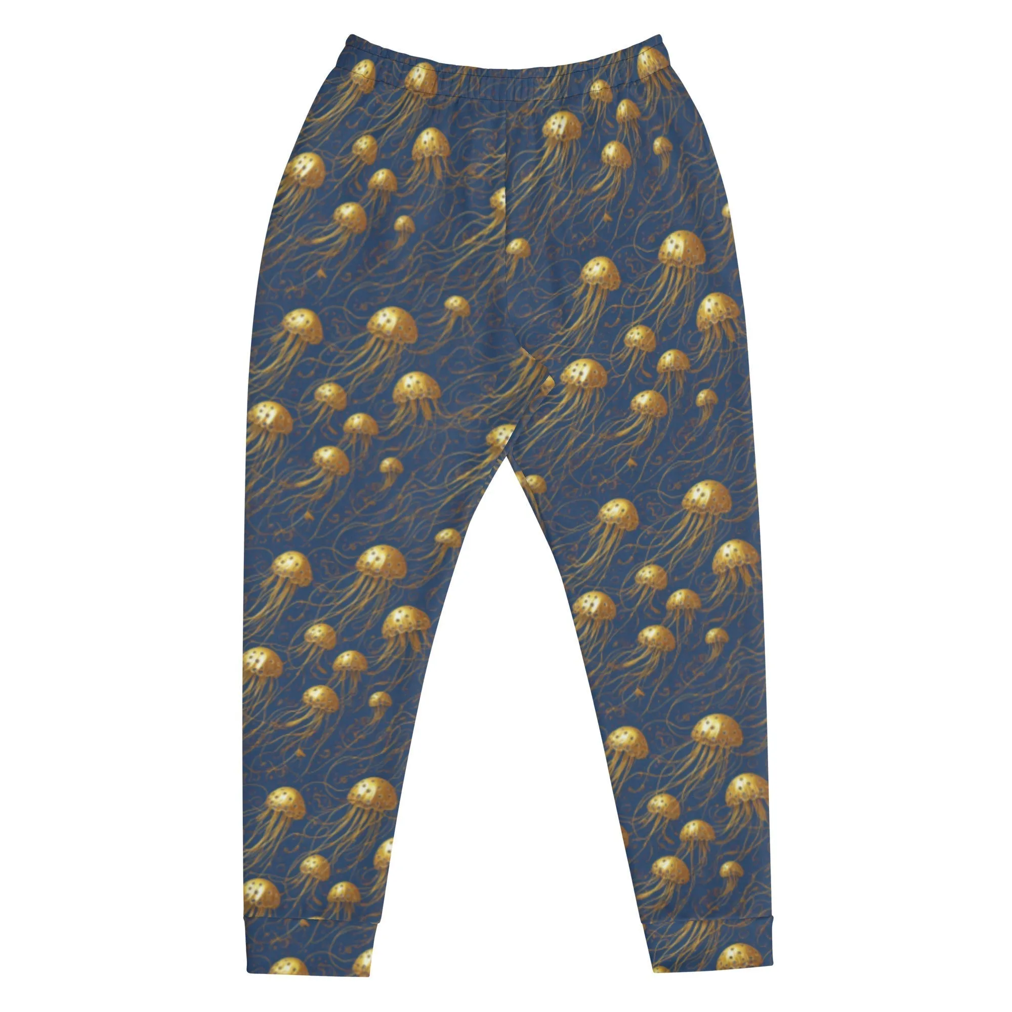 Men's Comfortable Joggers - Blue and Gold Jellyfishes