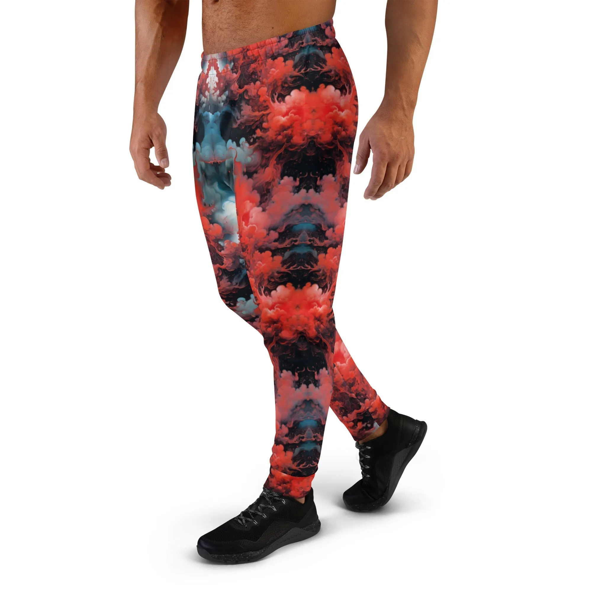 Men's Comfortable Joggers - Ethereal Crimson Flow - Dark