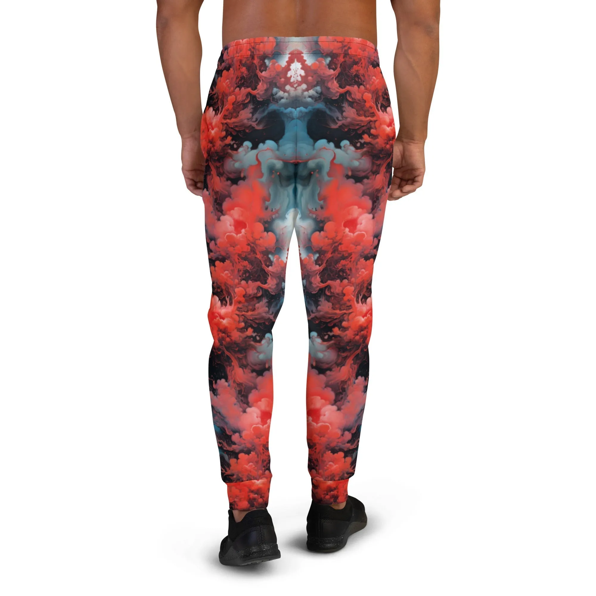 Men's Comfortable Joggers - Ethereal Crimson Flow - Dark