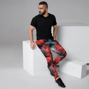 Men's Comfortable Joggers - Ethereal Crimson Flow - Dark