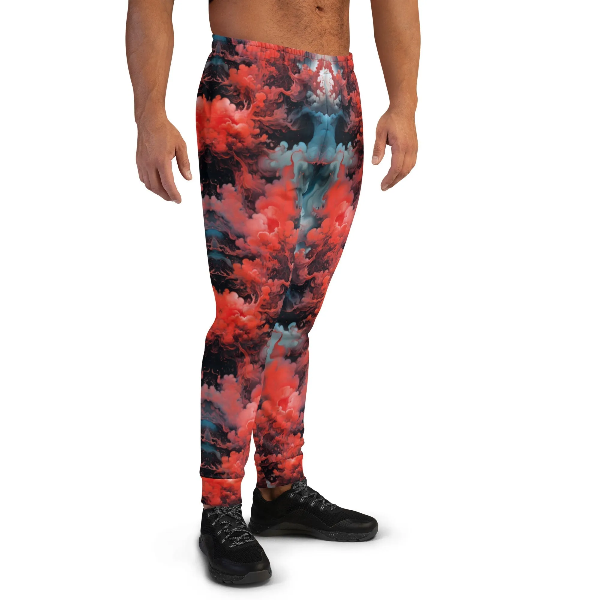 Men's Comfortable Joggers - Ethereal Crimson Flow - Dark