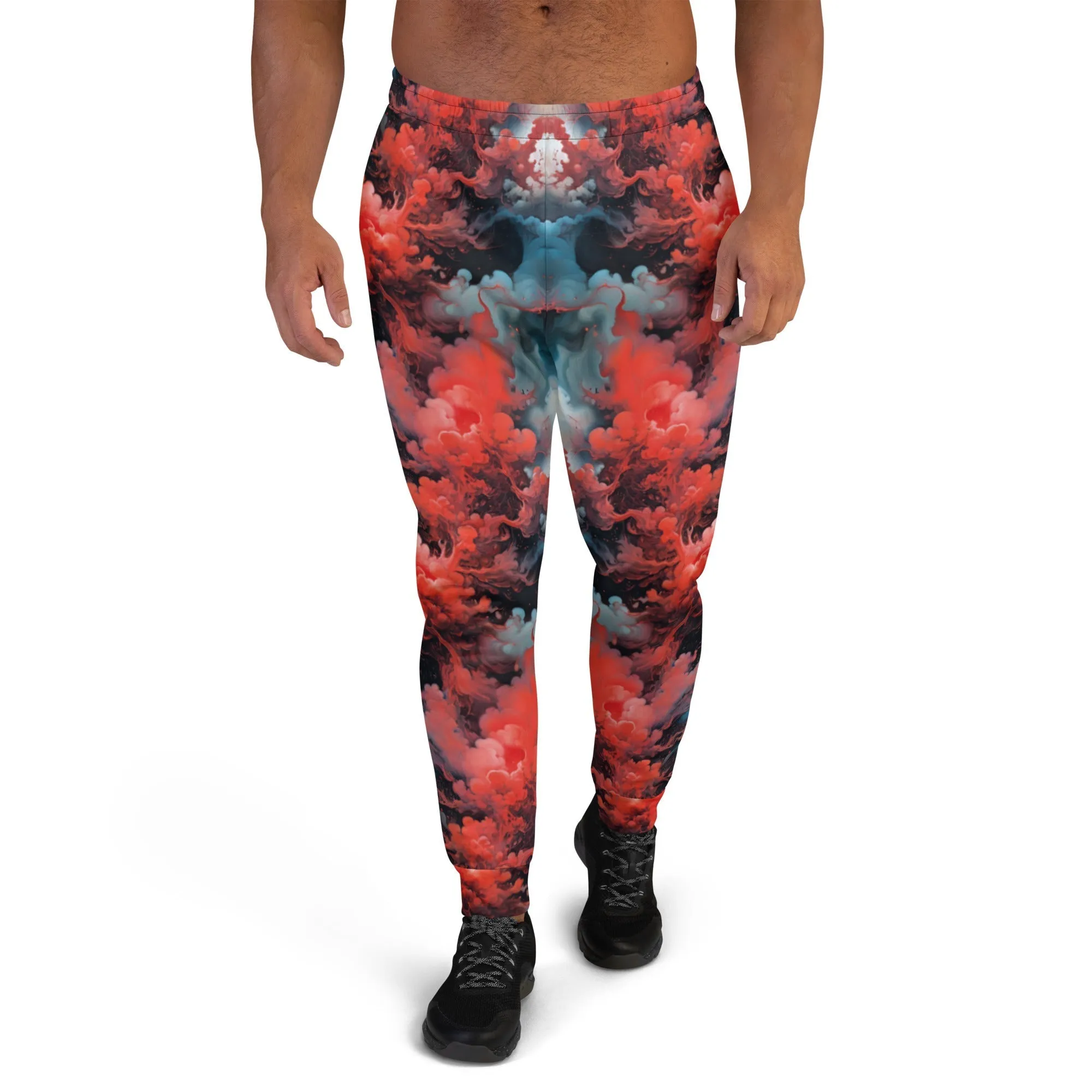Men's Comfortable Joggers - Ethereal Crimson Flow - Dark