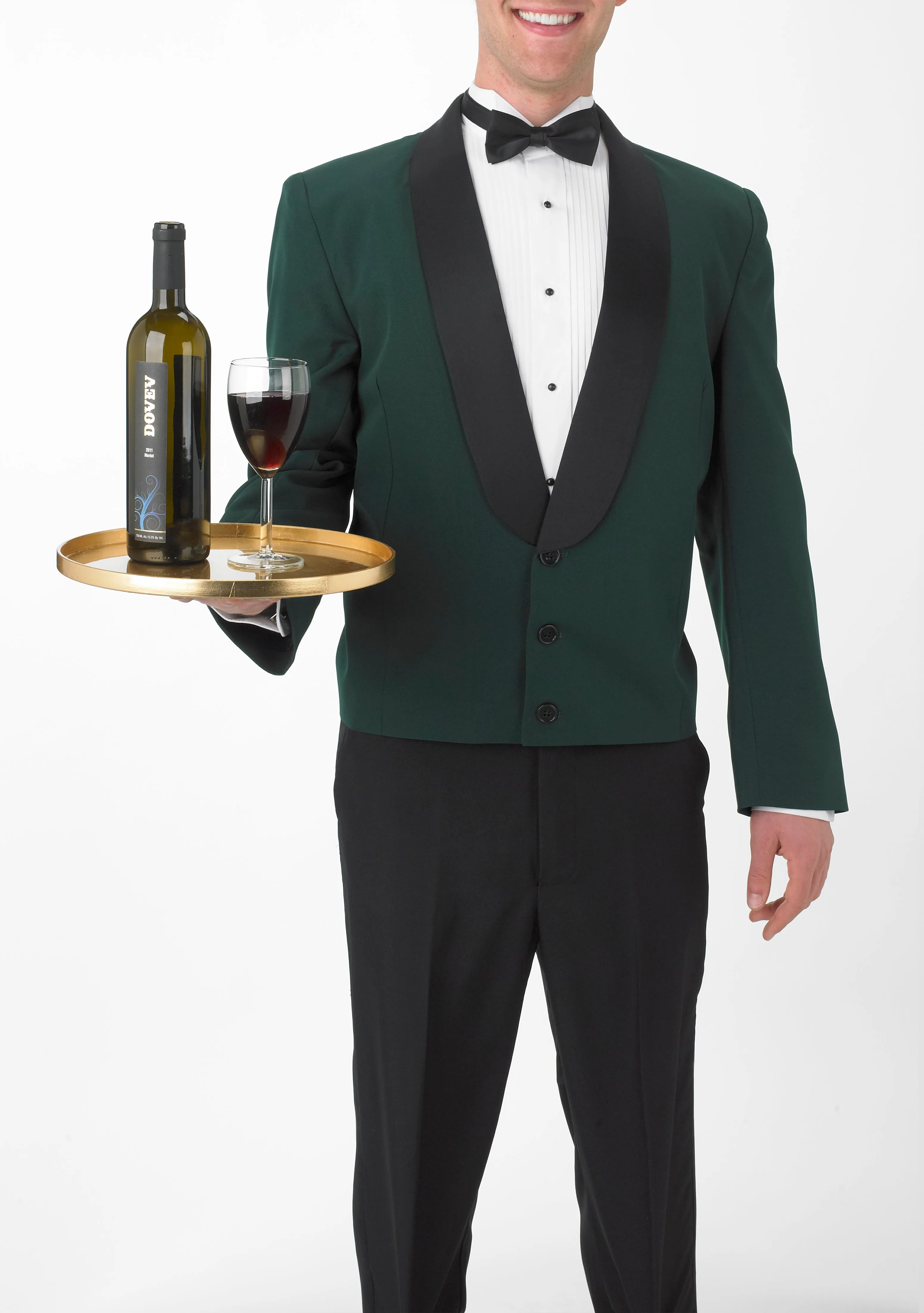 Men's Hunter Green Eton Jacket with Black Satin Shawl Lapel