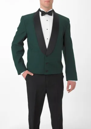 Men's Hunter Green Eton Jacket with Black Satin Shawl Lapel