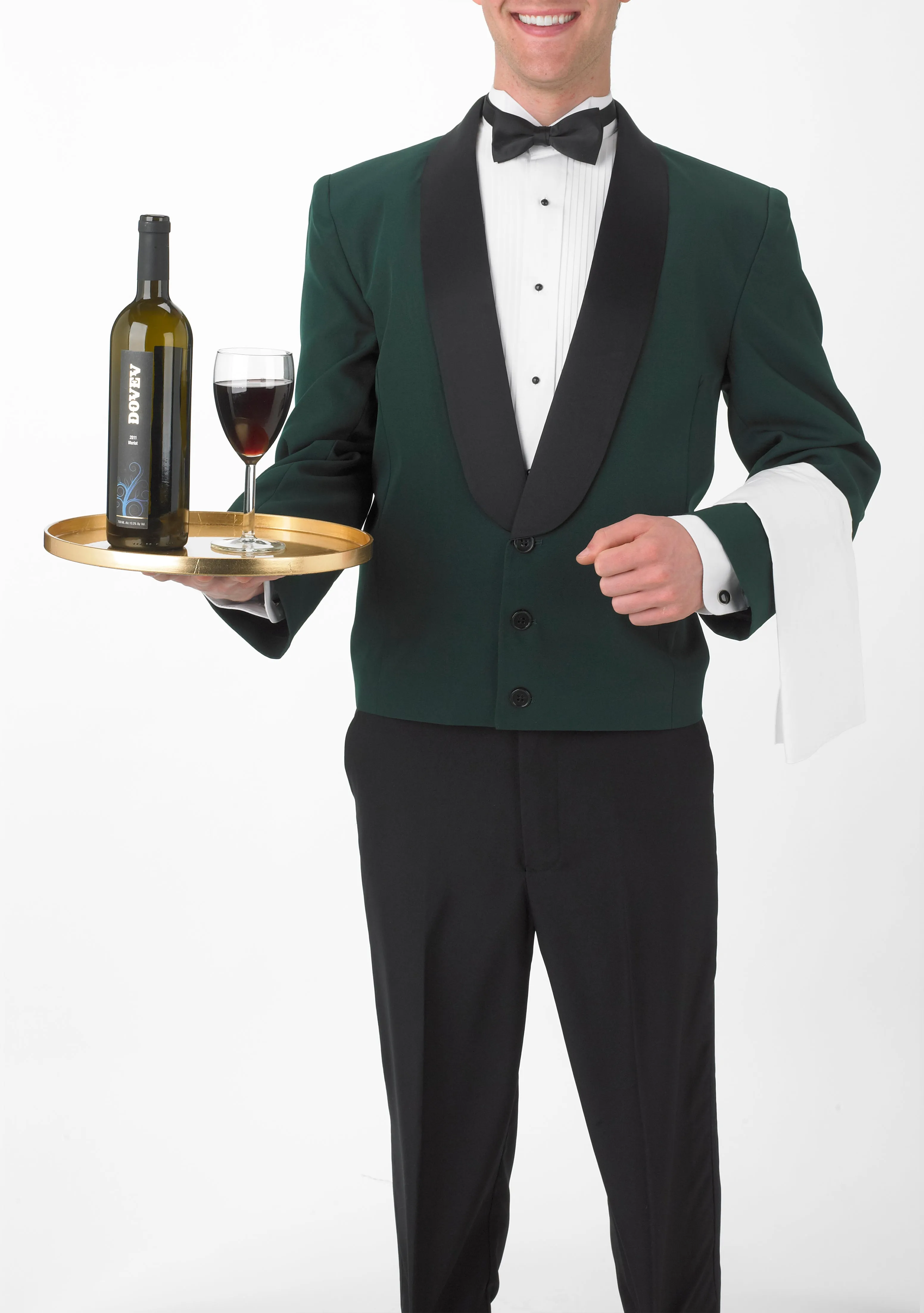 Men's Hunter Green Eton Jacket with Black Satin Shawl Lapel