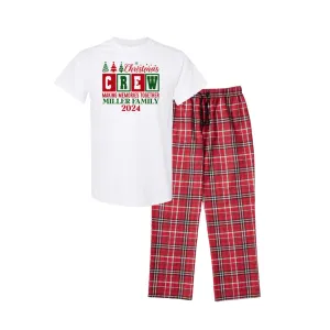 Men's Personalized Christmas Crew Short Sleeve Top and Flannel Pants Set