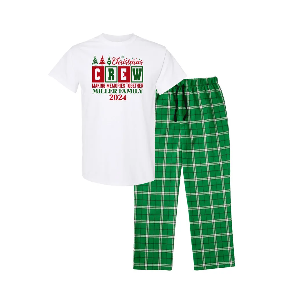 Men's Personalized Christmas Crew Short Sleeve Top and Flannel Pants Set