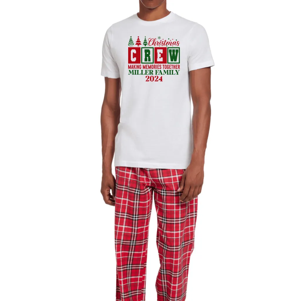 Men's Personalized Christmas Crew Short Sleeve Top and Flannel Pants Set