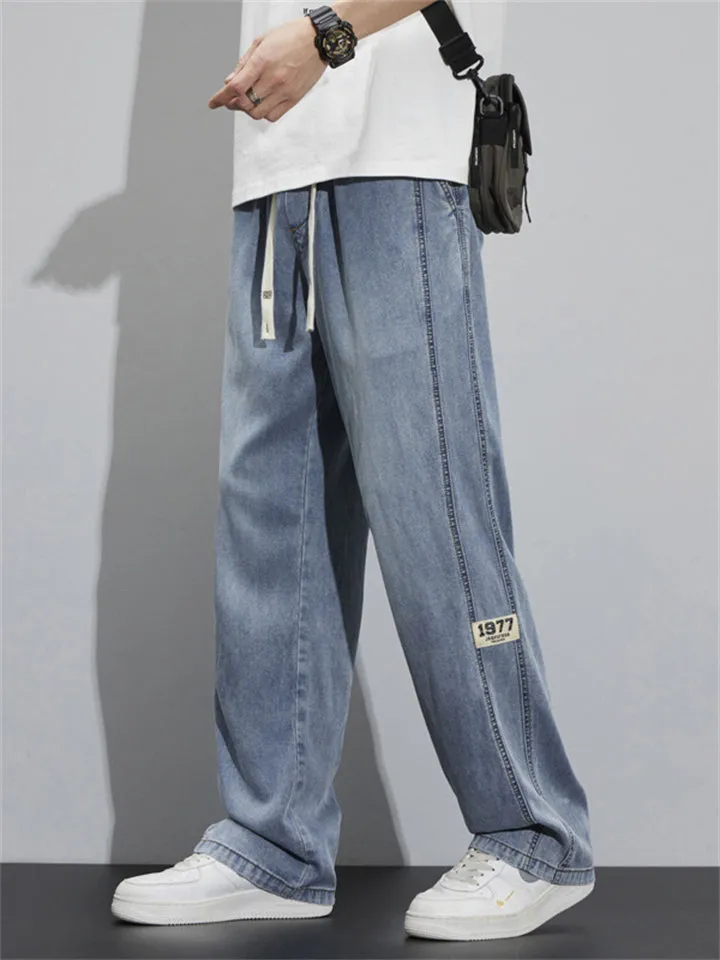 Men's Popular Relaxed Jeans with 1977 Patch