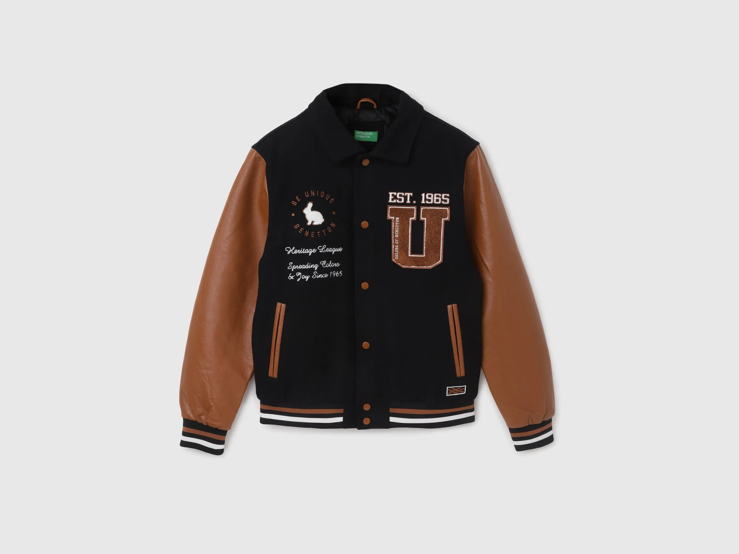 Men's Regular Fit Embroidered Varsity Jacket