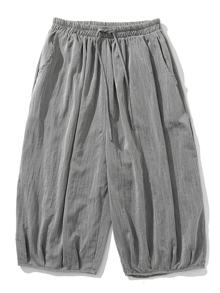Men's Summer Ice Silk Solid Color Cozy Cropped Pants