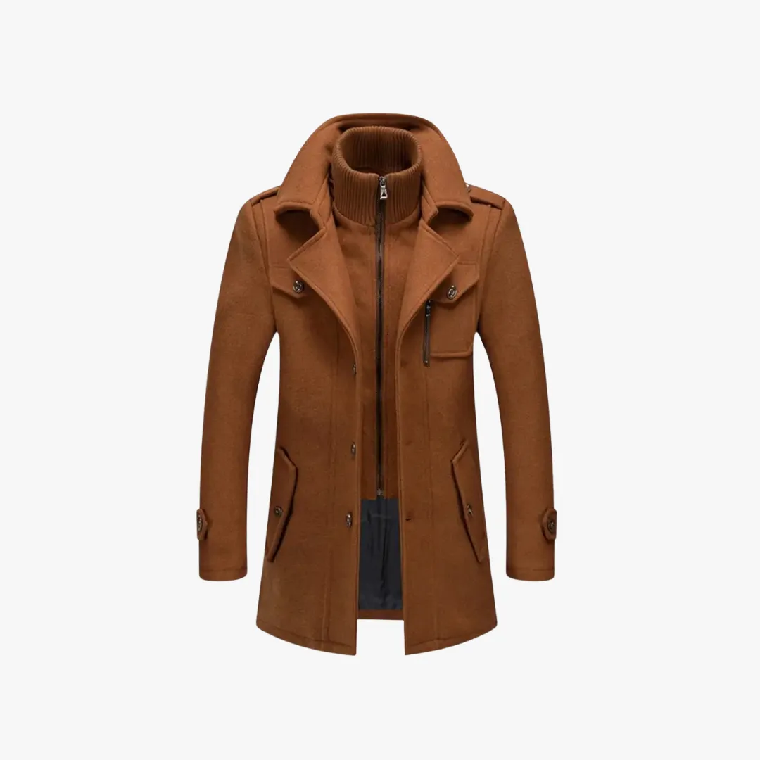 Men's Trench Coat - Stylish Color Block Design, Slim Fit, Durable Polyester