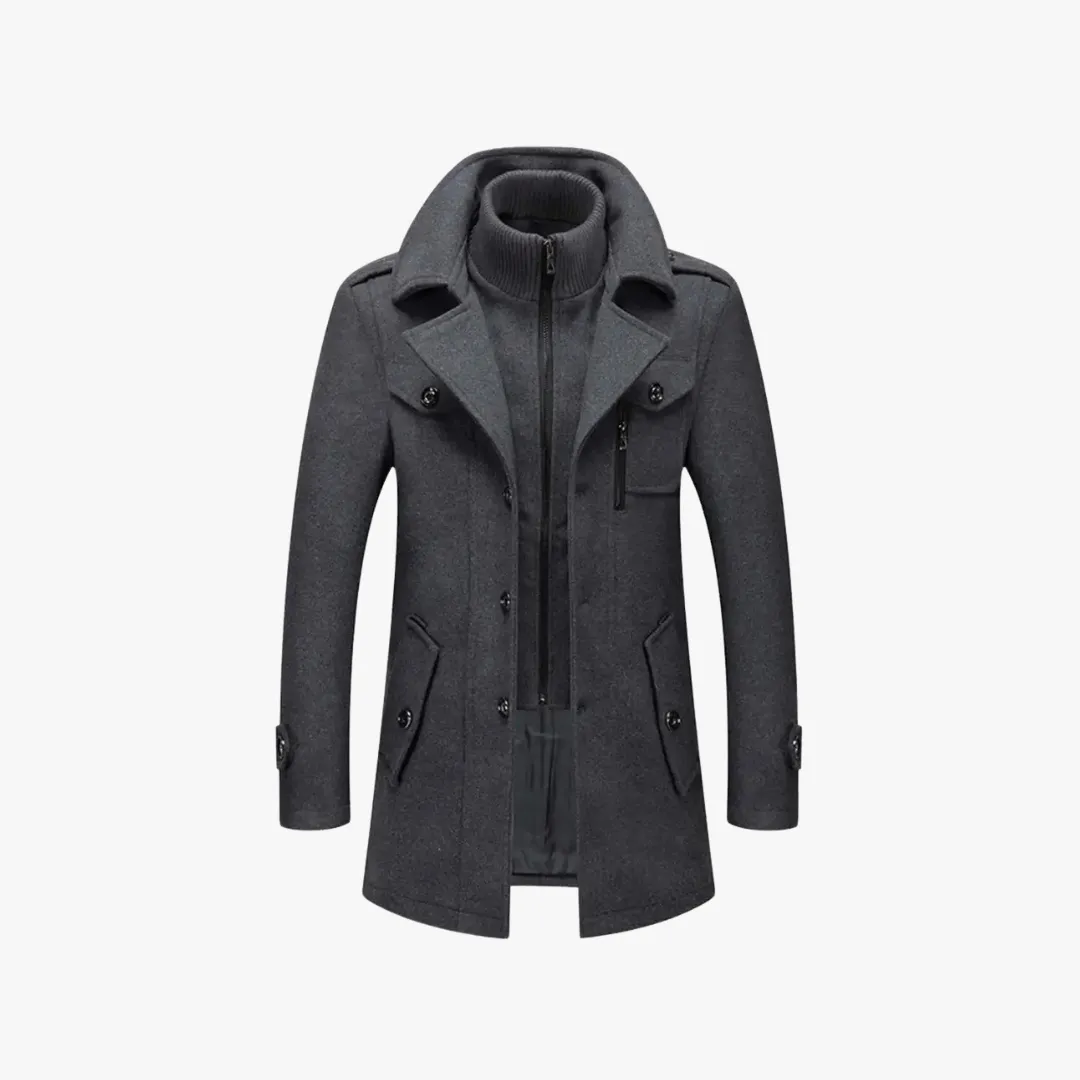 Men's Trench Coat - Stylish Color Block Design, Slim Fit, Durable Polyester
