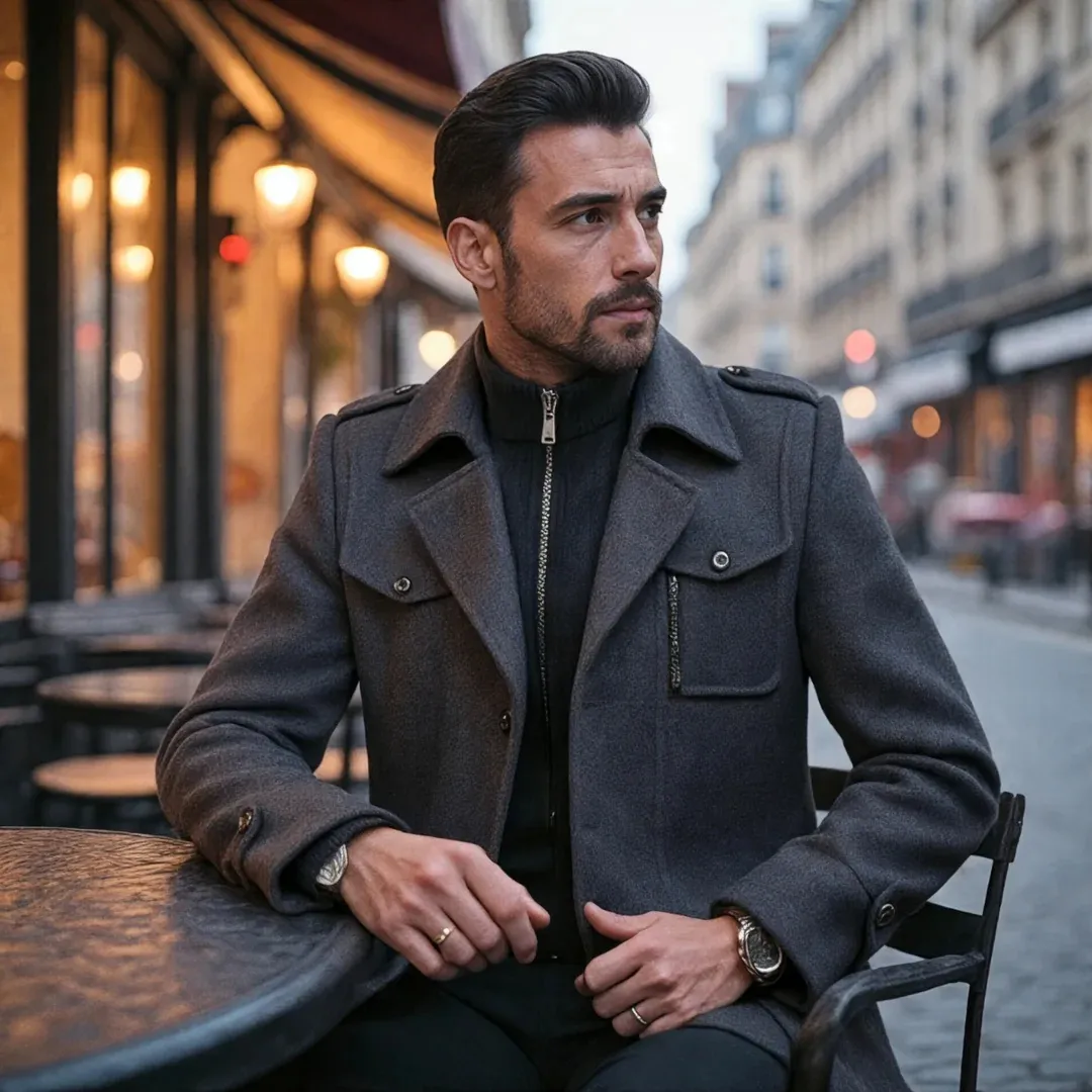 Men's Trench Coat - Stylish Color Block Design, Slim Fit, Durable Polyester
