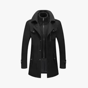 Men's Trench Coat - Stylish Color Block Design, Slim Fit, Durable Polyester