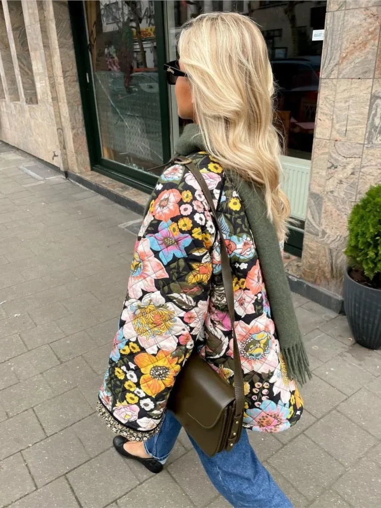 Merry Flower Quilt Bomber Jacket
