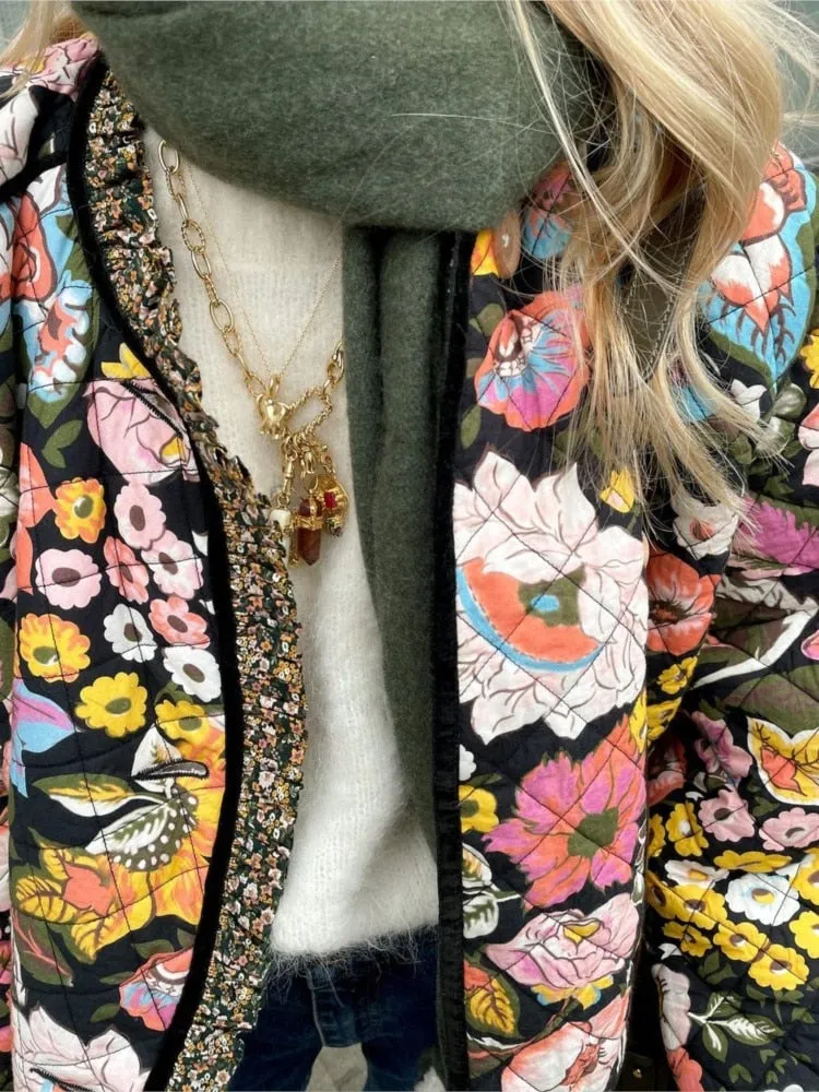 Merry Flower Quilt Bomber Jacket