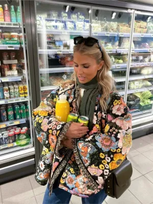 Merry Flower Quilt Bomber Jacket