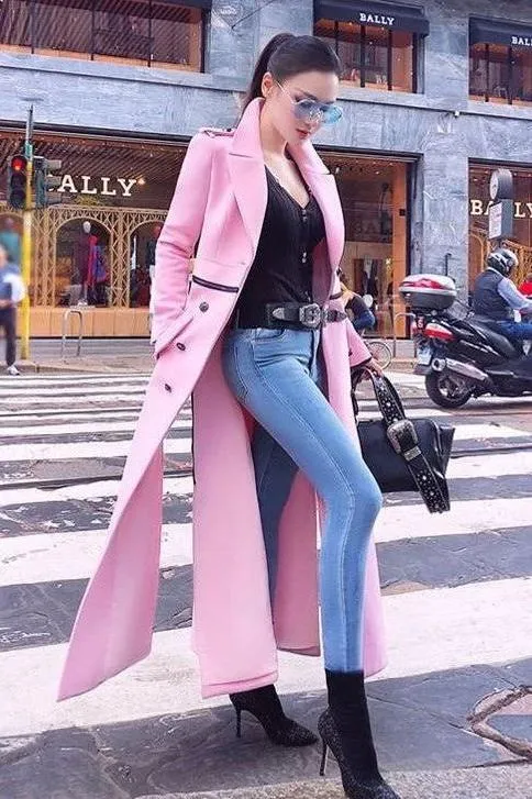 Mid-Length Pink Coat