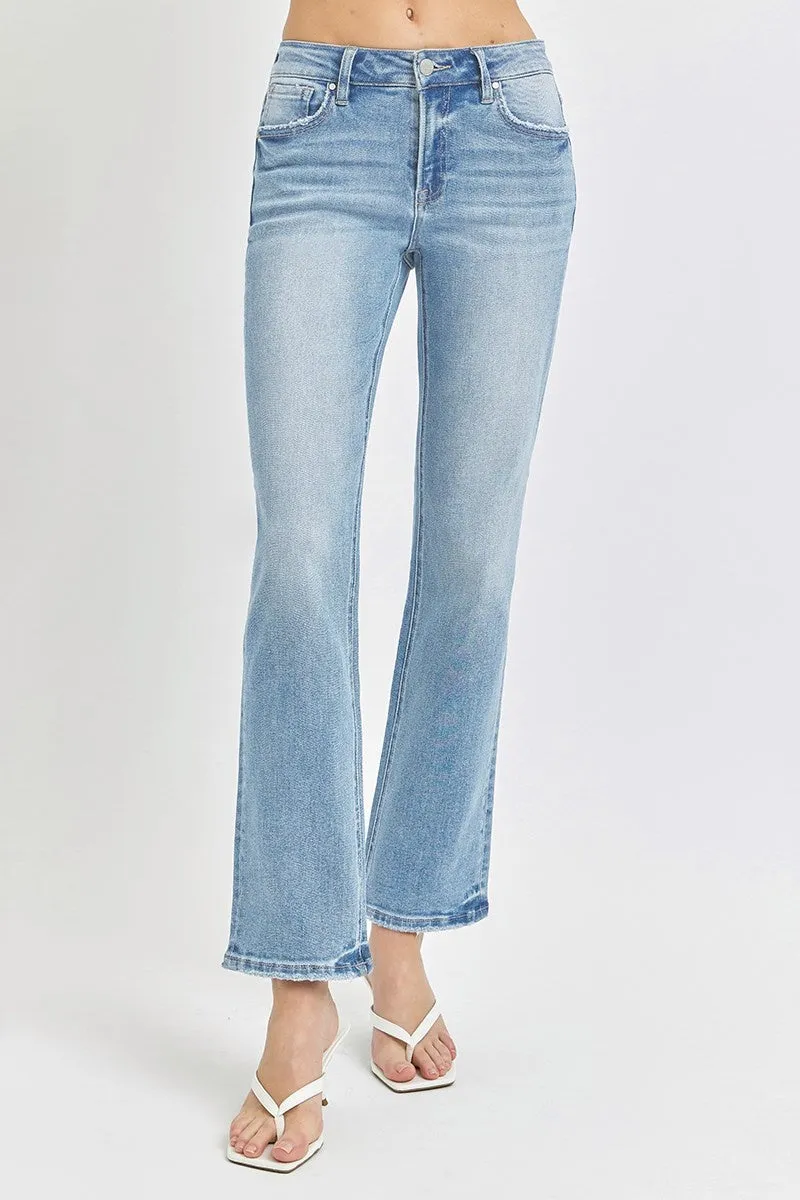 Mid Rise Ankle Straight Relaxed Jeans